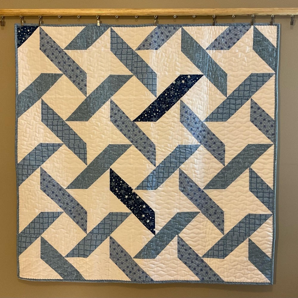 New Handmade Blue and White Baby Quilt